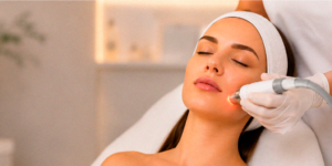 Paciente realizando tratamento a laser na Fisioderme com tecnologia avançada para rejuvenescimento, manchas, flacidez e microvasos.